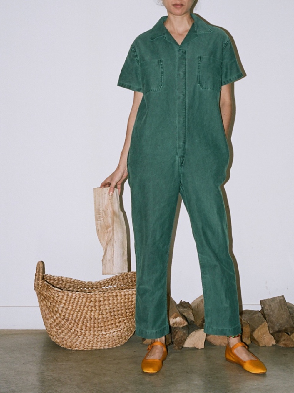 Caron Callahan crawford cotton jumpsuit coveralls green no.6 la garconne XS S